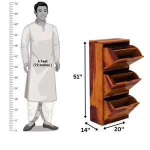 Slim wooden <b>shoe</b> cabinet with flip-top design, suitable for home use, entryway, living room, and balcony <b>storage</b>. - Product Image 3