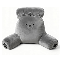 Coussin de lecture ergonomique en velours cristal pour adulte, avec support dorsal confortable, motif visage d'animal mignon et housse amovible