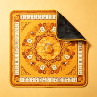 Wabenförmige Bienen-Honigglas-Mahjong-Matte Bernsteinfarbener Blumendruck Rutschfeste Mikrofaser Amerikanische Mahjong-Tischmatte für 4 Spieler Geschenk