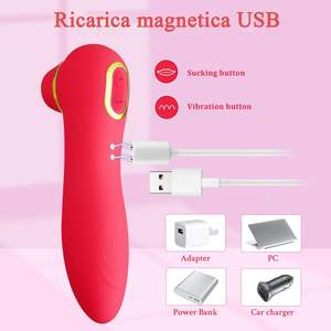 Bertenaga <span class=keywords><strong>Vibrator</strong></span> klitoris wanita Dildo 10x6 silikon lunak magnetis USB frekuensi mainan seks merah untuk wanita pengisap klitoris - Product Image 6