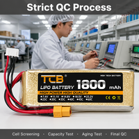 Batterie Lipo RC TCB 1800mAh améliorée 2S-6S 7.4V 11.1V 14.8V 18.5V 22.2V 25-60C pour Quadricoptère, Avion à Aile Fixe, Pièces de Voiture RC