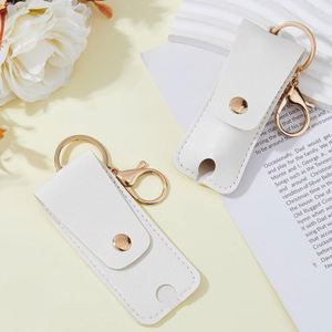 Simple Lady PU Leather Makeup Pouch <b>Lipstick</b> Holder Keychain Portable Travel Lip Gloss Sleeve Pouch for Purse Perfume - Product Image 4