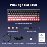 Zornher ST68 Keyboard Mekanik Ergonomis Nirkabel 65% Pink Creamy Thocky TKL Keyboard Gaming dengan Tombol Bercahaya PBT untuk PC