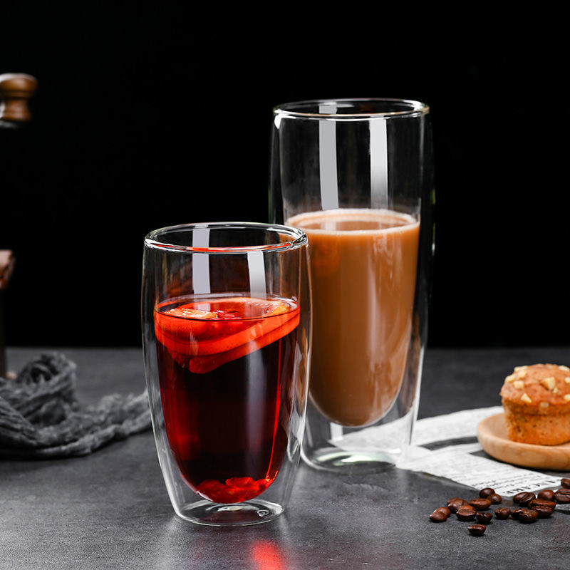 Stock Double Walled Glass Mugs for Hot or cold Drinks