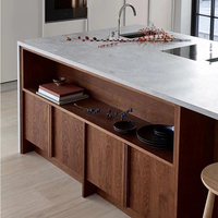 Meuble de cuisine modulaire personnalisé en placage de bois, design moderne et élégant, pour appartement et hôpital, haute qualité