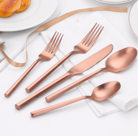 Peralatan makan emas pegangan heksagonal tempa mewah Set sendok garpu Inox Fourchette Couteau 20 buah