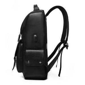 Custom British Retro Soft PU Leather <b>Backpack</b> USB Charging Large Capacity Travel Belt Buckle <b>Backpack</b> - Product Image 2