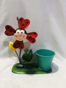 กระถางต้นไม้รูปกังหันลมโลหะสีเขียว งานฝีมือเคลือบสีฝุ่น ตกแต่งสวน ขนาด 38x14x43 ซม. - Product Image 5