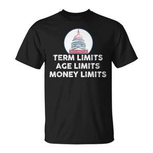 Camiseta con estampado político de Washington: Límites de mandato, Límites de edad, Límites de dinero - Product Image 1