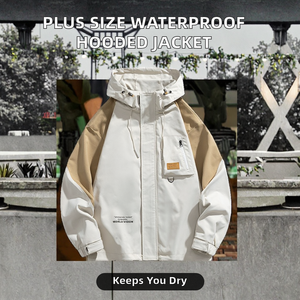 Veste d'extérieur grande taille décontractée imperméable respirante à capuche intégrale zippée coupe-vent à motif lettres pour la pêche et la randonnée - Product Image 2