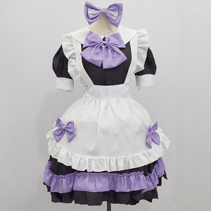 Disfraz de Cosplay de Sirvienta Japonesa, Delantal Negro y Morado, Lazo, Diadema con Patas de Gato, Vestido Lolita para Adultos, Disfraz para Actuaciones, Primavera 2025, 100% - Product Image 5