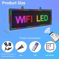 Letrero LED P10 Desplazable de 39x14, Soporte de Pared de Aluminio, Tablero de Mensajes Digital Controlado por WiFi para Negocios, Menú, Cartel