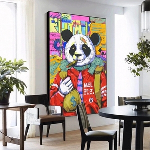 Affiche Pop Art Graffiti de rue <span class=keywords><strong>Panda</strong></span> fumant Affiches murales Impressions Sac d'argent Peinture sur toile inspirante Décoration d'intérieur - Product Image 6