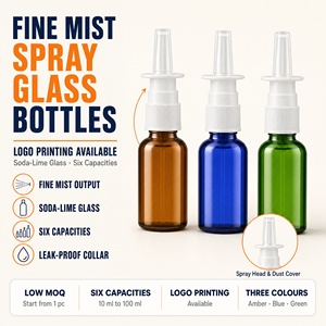 Venta al por mayor de botellas de vidrio vacías recargables con logotipo personalizado, en colores ámbar, azul y verde, para pulverización fina, bajo MOQ, fabricante - Product Image 1