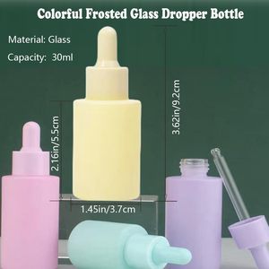 Flacon compte-gouttes en verre vide et coloré de 30 ml pour sérum, huile essentielle et crème pour le visage avec bouchon en aluminium/plastique - Product Image 2