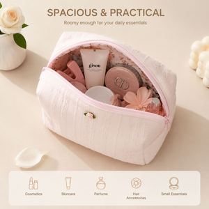 Pochette de maquillage élégante en dentelle, grande capacité, trousse de toilette de voyage, organiseur de beauté, sac de rangement pour femmes, pochette à fermeture éclair, OEM ODM - Product Image 3