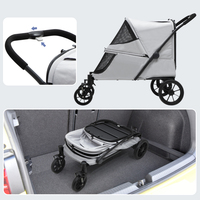 Nouveau design Poussette de jogging pour chien gris Fournisseur Grande poussette pour chien avec rampe