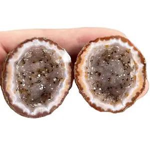 Wholesale natural agate crystal treasure pots with crystal clusters for decoration