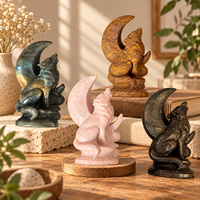Figurine sculptée en cristal loup de lune multi-matériaux, ornement décoratif en pierre pour la maison, le bureau, la collection ou comme cadeau