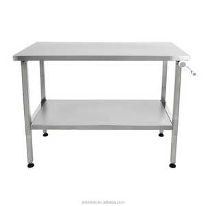 Stainless <b>Steel</b> Height Adjustable Double Layer Work Table Commercial 2 Tier Lift <b>Workbench</b> - Product Image 2