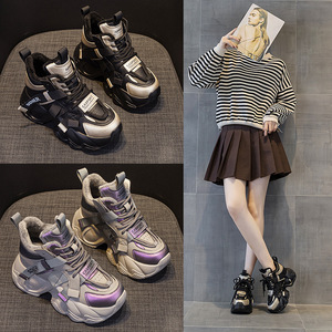 2025 Autumn Winter Women's Torre Casual <b>Shoes</b> 8cm Thick Sole Microfiber Lace-up All-match Fashion Style Internet Celebrity Same - Product Image 4