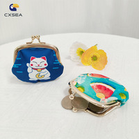 Dompet & Tempat Kartu Anak Motif Kartun dengan Gesper Besi, Dompet Koin, Hadiah untuk Anak-anak atau Wanita, Bahan Poliester