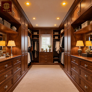 Sistemas de Vestidores de Lujo en Madera Sólida, Diseño Personalizado de Armarios Modulares <span class=keywords><strong>para</strong></span> Dormitorio, Armario Esquinero Estilo Shaker con <span class=keywords><strong>Cajones</strong></span> <span class=keywords><strong>para</strong></span> <span class=keywords><strong>Ropa</strong></span> - Product Image 1