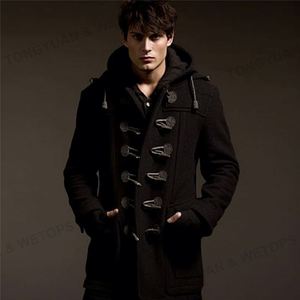 <strong>Men's</strong> Wool <strong>Duffle</strong> Cotton Hoodie Overcoat Horn Button <strong>Men</strong> Trench <strong>Coat</strong> - Product Image 6
