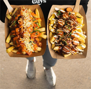 Boîte <span class=keywords><strong>à</strong></span> emporter en papier alimentaire jetable, barquette en papier kraft anti-fuite pour frites, poulet frit, barbecue, emballage de collations - Product Image 5
