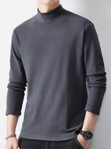 Modèles d'automne et d'hiver de haute qualité de T-<span class=keywords><strong>shirt</strong></span> à manches longues pour hommes De Velvet Half-high Neck Warm Tops Underwear Vêtements d'automne - Product Image 5