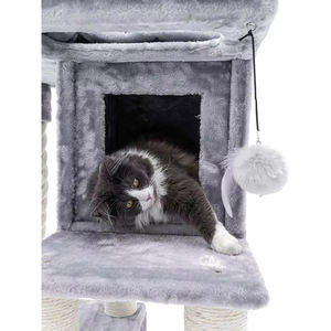 YOUME OEM Design Grey Cat Tree Tower Hamac de 150cm d'épaisseur et maisons doubles pour toutes les races de chats une maison de <span class=keywords><strong>chat</strong></span> <span class=keywords><strong>à</strong></span> l'intérieur - Product Image 5