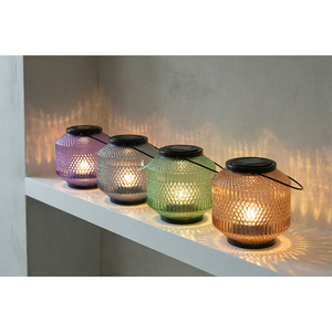 Lanterne solaire d'extérieur étanche, <span class=keywords><strong>lampe</strong></span> de table LED en verre texturé pour jardin, patio, allée, lumière suspendue pour la décoration de la cour - Product Image 1