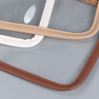 Sac cosmétique transparent pour femme, pochette zippée en vinyle PVC transparent, organiseur de toilette, pochette de plage en PVC, sac cosmétique plat en PVC