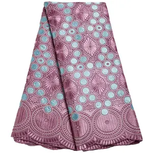 刺绣非洲法国瑞士薄纱棉花边面料与石头批发价格尼日利亚干棉蕾丝面料 1784