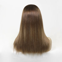 Peluca Judía con Frente de Encaje 9x5, Color Marrón Degradado, Cabello Humano Virgen Europeo, Encaje HD Transparente, Pelucas Kosher para Mujeres Blancas