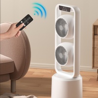 Ventilateur de circulation d'air double couche sur pied, rechargeable USB, silencieux, puissant, avec télécommande sans fil, ventilateur électrique sur pied