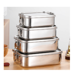 Portable <b>Lunch</b> <b>Box</b> One <b>Compartment</b> 2 <b>Compartments</b> 3 <b>Compartments</b> Stainless Steel Mess Tin with 2 Clasp Locks - Product Image 3