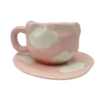 Nouveaux Styles d'Usine Tasses à Thé en Céramique Faites à la Main avec Motif Nuage Blanc Tasses à Café en Céramique Ensemble de Tasses à Thé Irrégulières de Luxe