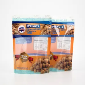 MOQ 100 Stk. Individuell digitaldruck 8 Unzen salzige Erdnüsse Kunststoffverpackung Standbeutel mit Fenster für Snack