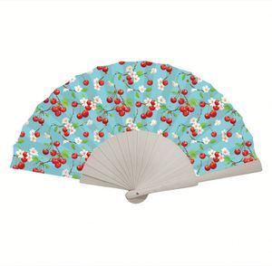 Craft Folding Fan Wooden Handheld Portable Fan with Painting Design 33cm Souvenir for Home Decoration - Product Image 2