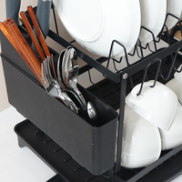 Égouttoir de cuisine à double niveau pour comptoir, organisateur de bols, assiettes et baguettes avec bac de récupération d'eau