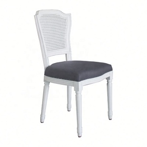 P0038 French Style Antique Elegant Solid Oak Wood Upholstery Carved Rattan Back Dining <strong>Chair</strong> for Home Hotel Farmhouse Courtyard - Product Image 3