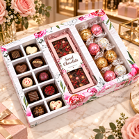 Boîte d'emballage de chocolat imprimée personnalisée Boîte cadeau de luxe en papier rigide pliable Boîte de chocolat sucré avec fenêtre de bac à papier d'impression