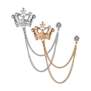 Broche Vintage <span class=keywords><strong>de</strong></span> Corona Real con Borla <span class=keywords><strong>de</strong></span> Circonita Cúbica Brillante y Cadena, Insignias Metálicas, Broches <span class=keywords><strong>de</strong></span> Moda para Hombres, Traje <span class=keywords><strong>de</strong></span> Boda, Esmoquin - Product Image 1