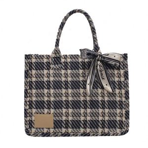2023 New Fashion Designer Ladies Plover Case <b>Canvas</b> Oversized <b>Mini</b> Tote Handbag with Zipper Anti-Theft & Water Resistant - Product Image 1