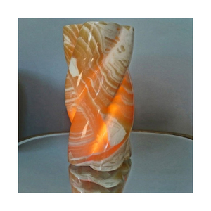 Trung Quốc tự nhiên đá cẩm thạch đá Alabaster Orange mật ong <span class=keywords><strong>Onyx</strong></span> Vòng người giữ ngọn nến - Product Image 2