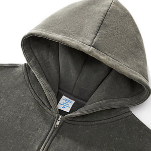 Sudadera con Capucha de Felpa Gruesa de 360 g/m², Lavada al Ácido, con Doble Cremallera, Estilo Cárdigan Extra Grande, Chaqueta Personalizable de Alta Calidad al por Mayor - Product Image 5
