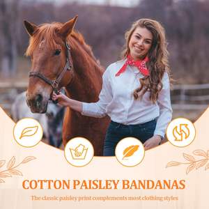 <span class=keywords><strong>Pañuelo</strong></span> Multifuncional de Algodón Transpirable Rojo Grande de 22x22 Pulgadas con Diseño Paisley, <span class=keywords><strong>Pañuelo</strong></span> de Vaquero, Diadema, Pañuelos para la Cabeza al por Mayor - Product Image 5