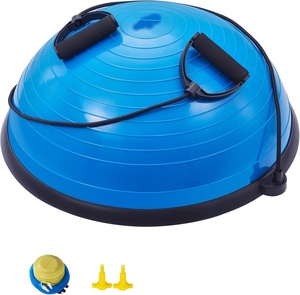 Yoga Half Ball Balance Trainer <b>Exercise</b> Ball (PVC/<b>ABS</b>/TPR 58cm) with Resistant Band & Foot Pump for Home Gym Core Training - Product Image 1