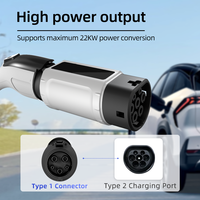 Adaptateur de charge compact pour véhicules électriques de type 1 à type 2 (norme américaine) pour véhicules européens, charge à l'étranger, 7 kW, 230 V AC, portable